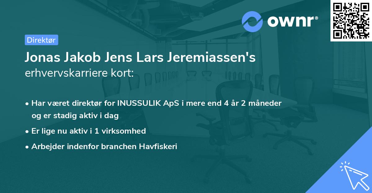 Jonas Jakob Jens Lars Jeremiassen's erhvervskarriere kort