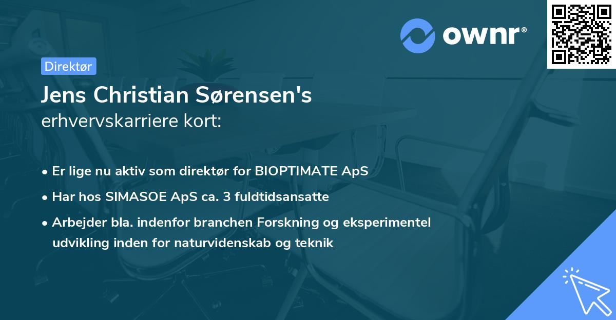 Jens Christian Sørensen's erhvervskarriere kort