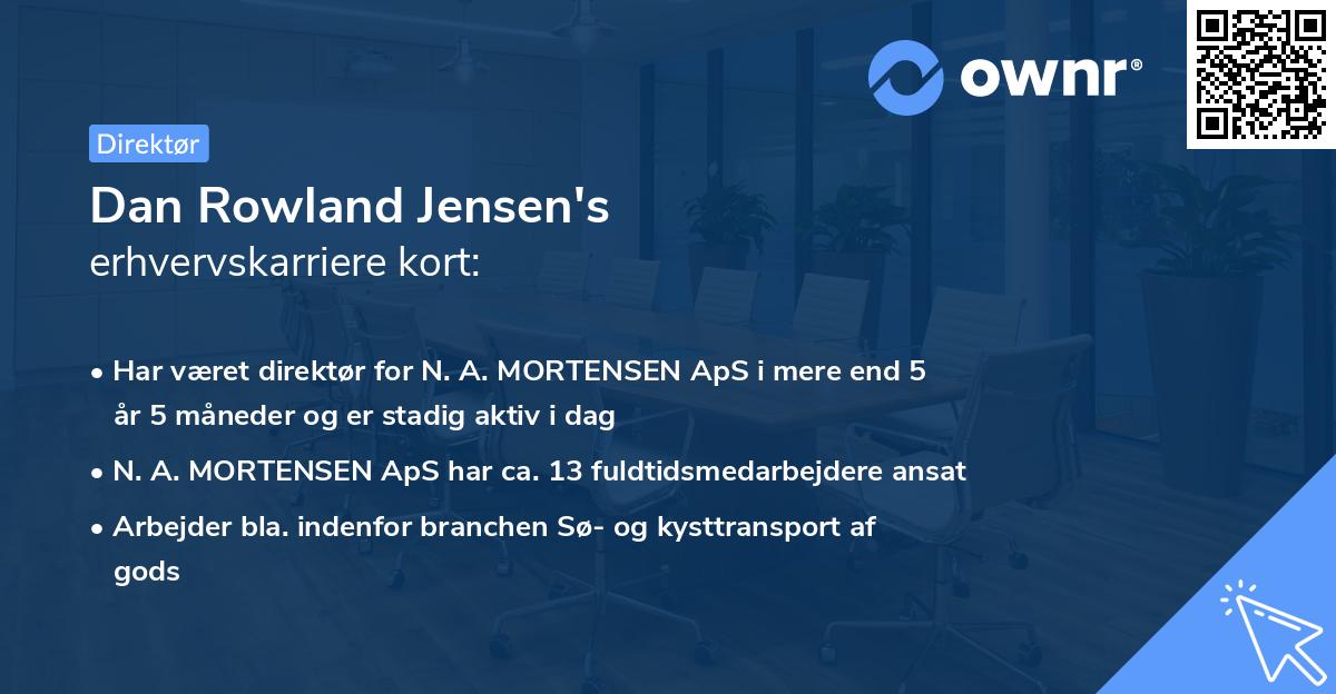 Dan Rowland Jensen's erhvervskarriere kort