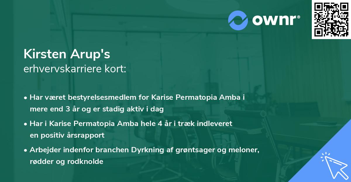 Kirsten Arup's erhvervskarriere kort