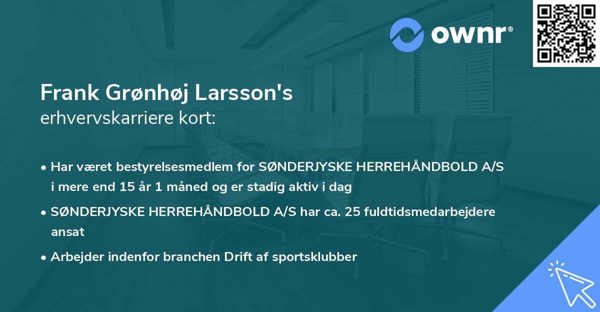 Frank Grønhøj Larsson's erhvervskarriere kort