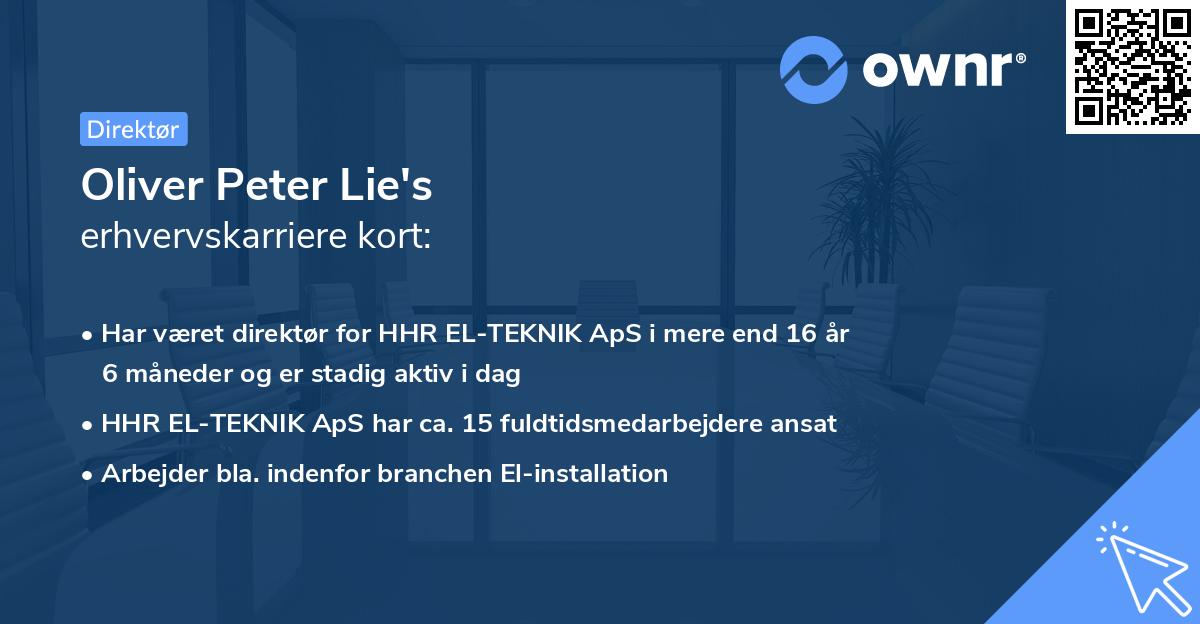 Oliver Peter Lie's erhvervskarriere kort