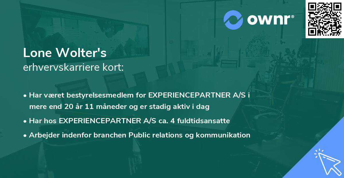 Lone Wolter's erhvervskarriere kort