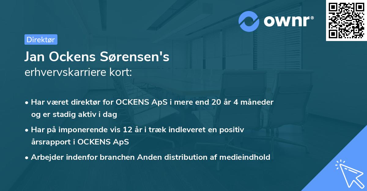 Jan Ockens Sørensen's erhvervskarriere kort