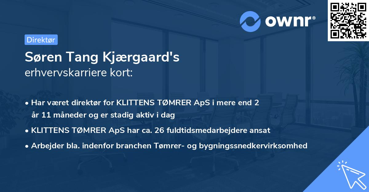 Søren Tang Kjærgaard's erhvervskarriere kort