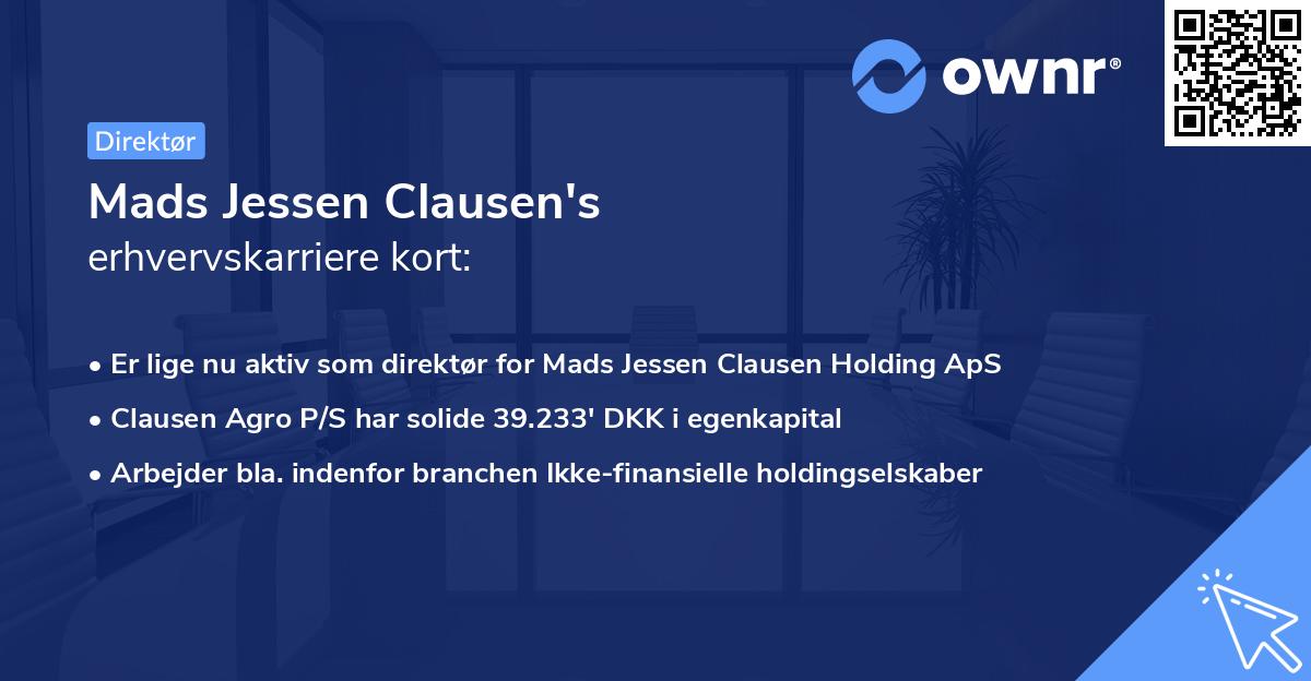 Mads Jessen Clausen's erhvervskarriere kort