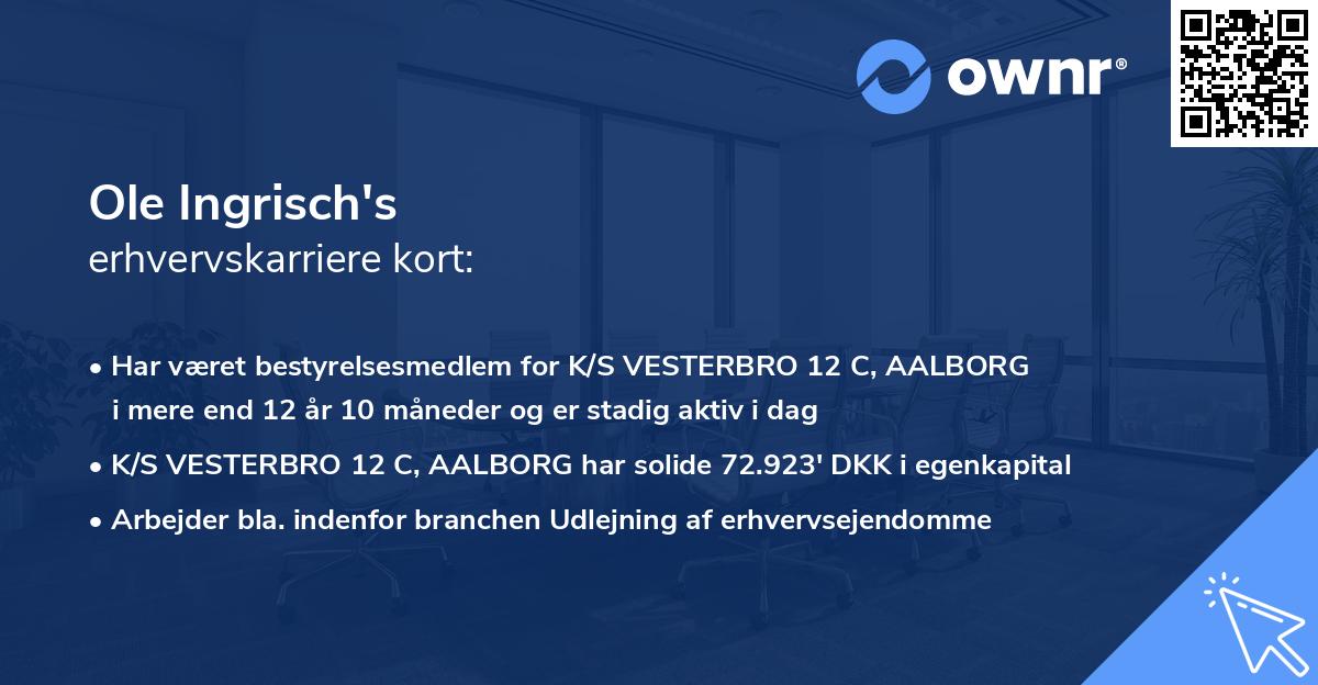 Ole Ingrisch's erhvervskarriere kort
