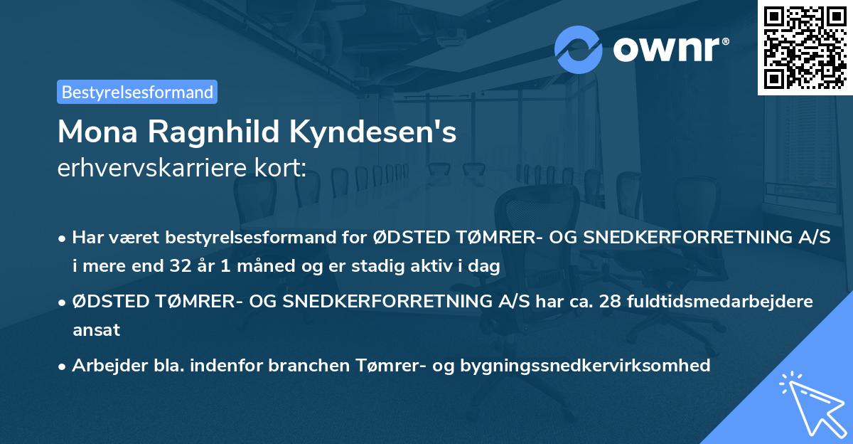 Mona Ragnhild Kyndesen's erhvervskarriere kort