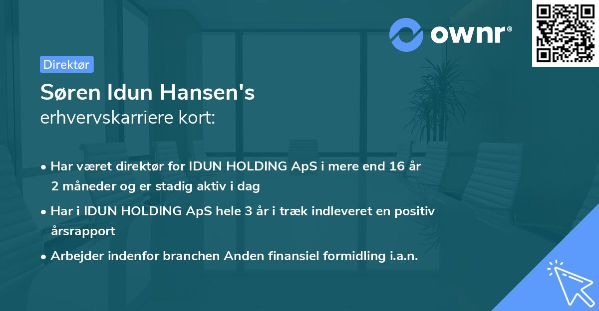 Søren Idun Hansen's erhvervskarriere kort