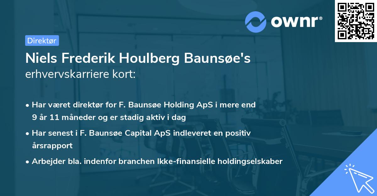Niels Frederik Houlberg Baunsøe's erhvervskarriere kort