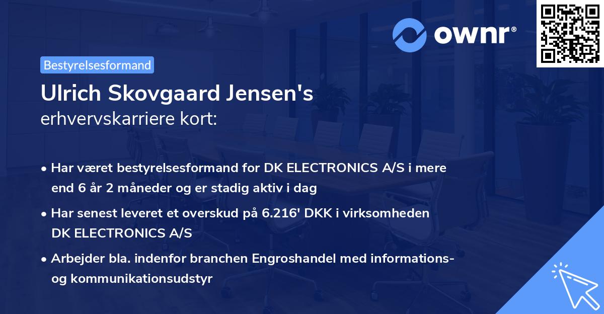 Ulrich Skovgaard Jensen's erhvervskarriere kort