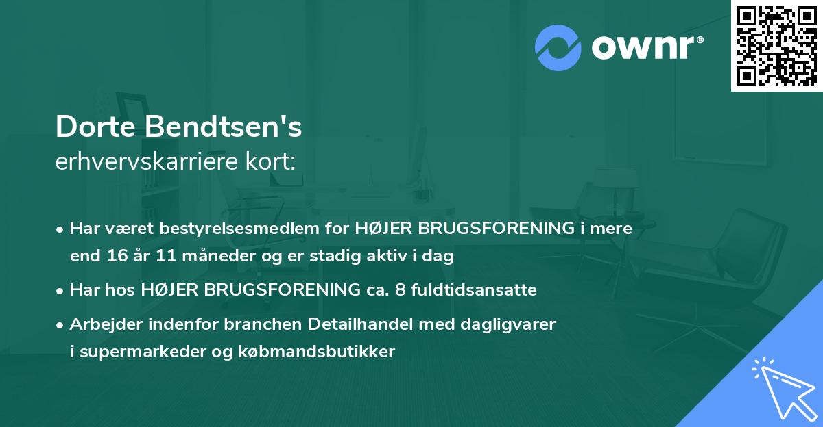 Dorte Bendtsen's erhvervskarriere kort