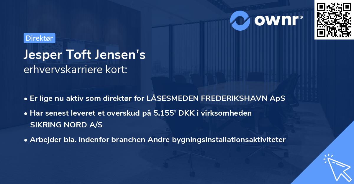 Jesper Toft Jensen's erhvervskarriere kort