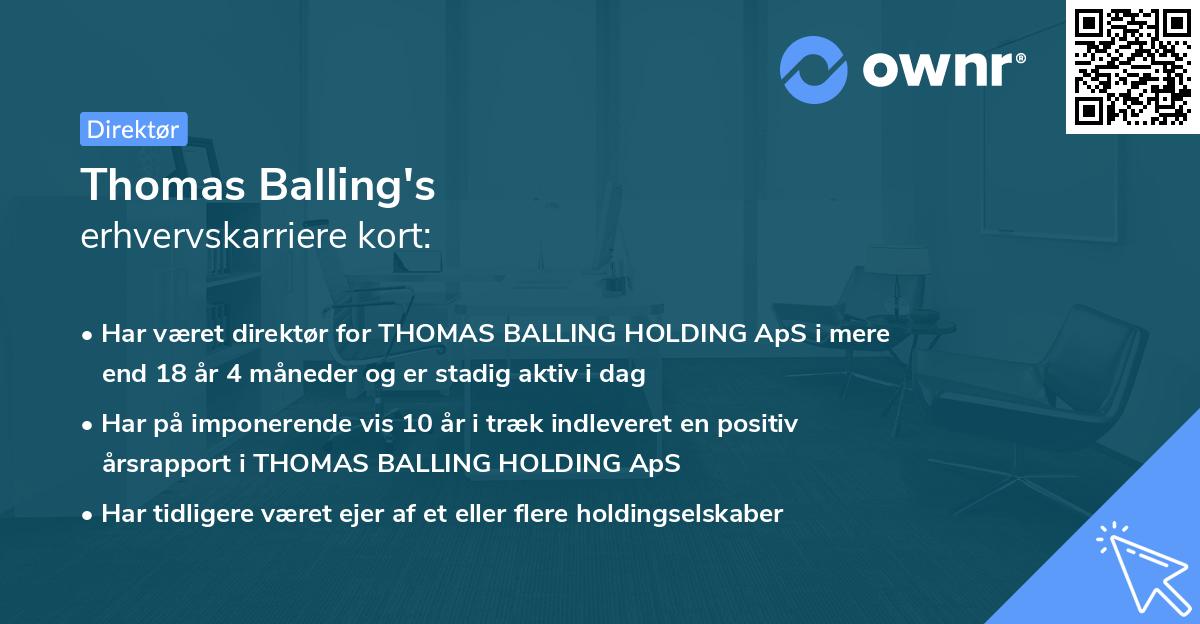 Thomas Balling's erhvervskarriere kort