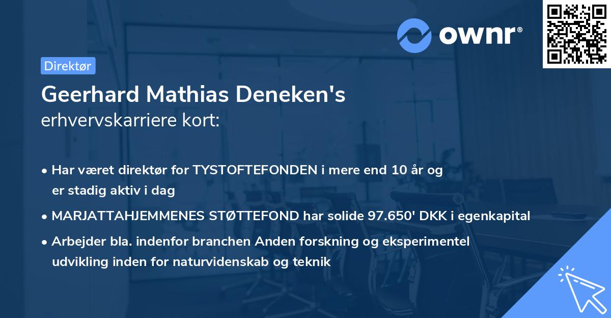 Geerhard Mathias Deneken's erhvervskarriere kort