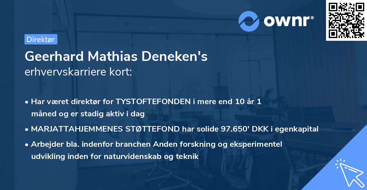 Geerhard Mathias Deneken's erhvervskarriere kort