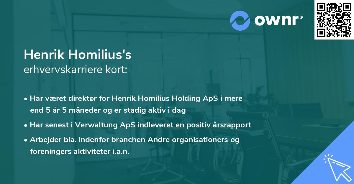 Henrik Homilius's erhvervskarriere kort