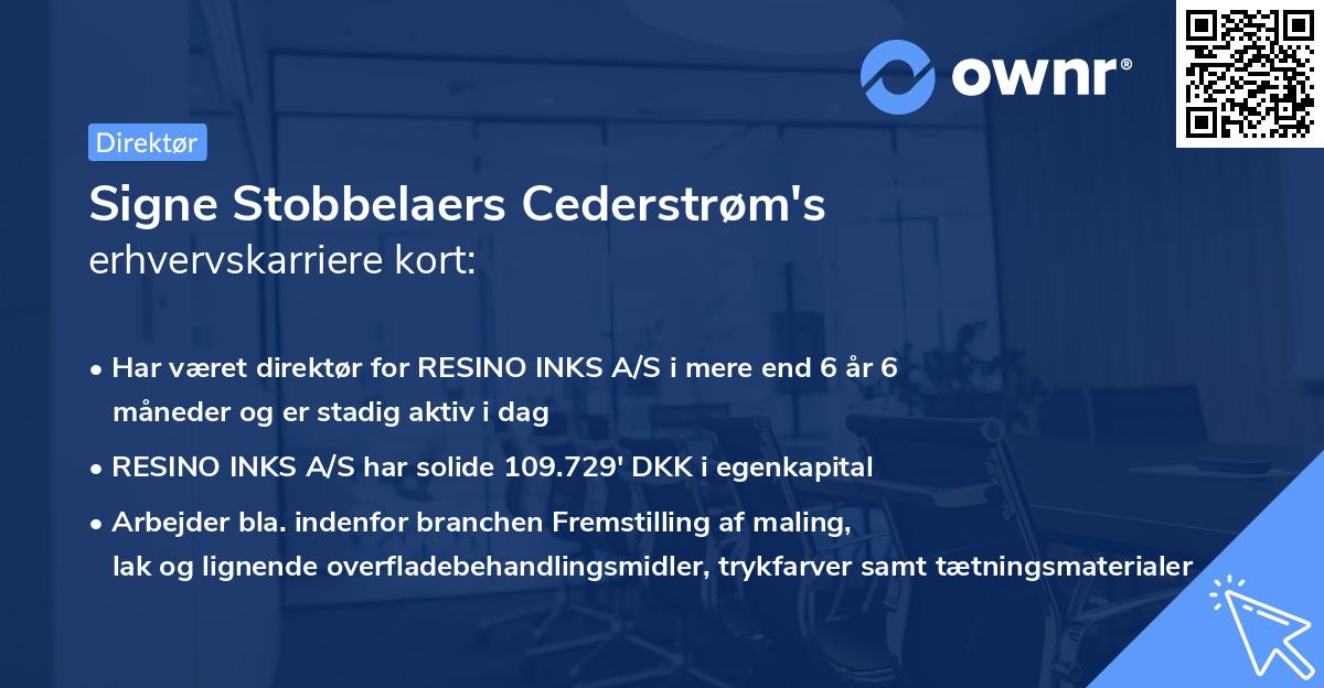 Signe Stobbelaers Cederstrøm's erhvervskarriere kort