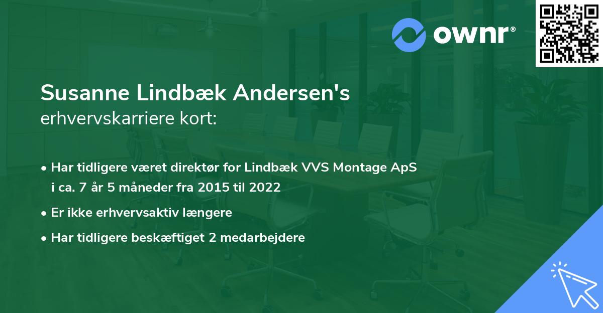 Susanne Lindbæk Andersen's erhvervskarriere kort