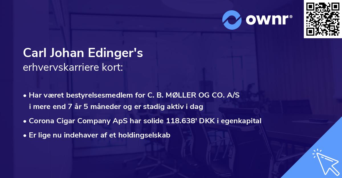 Carl Johan Edinger's erhvervskarriere kort