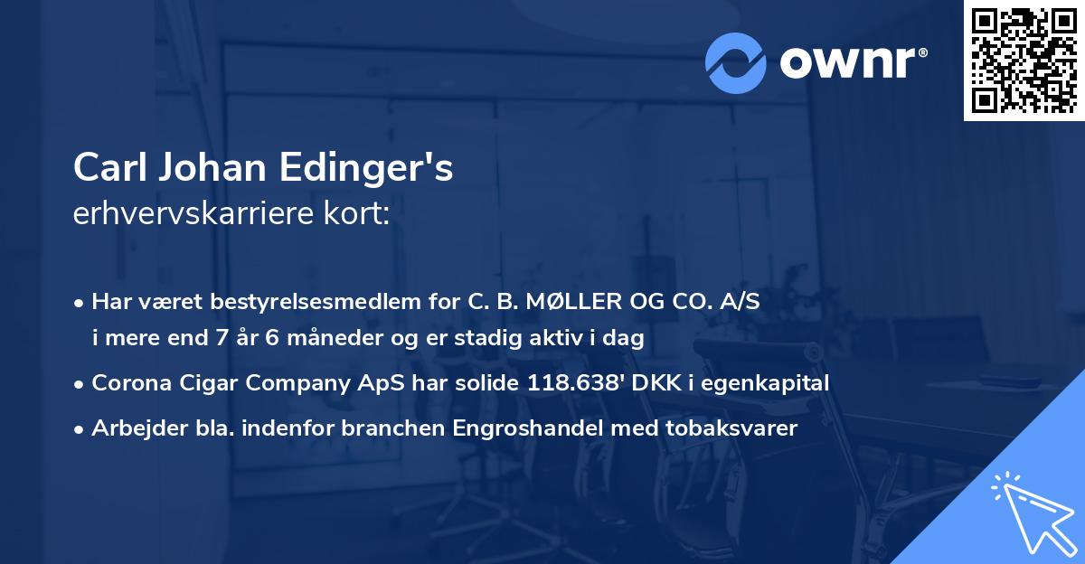 Carl Johan Edinger's erhvervskarriere kort