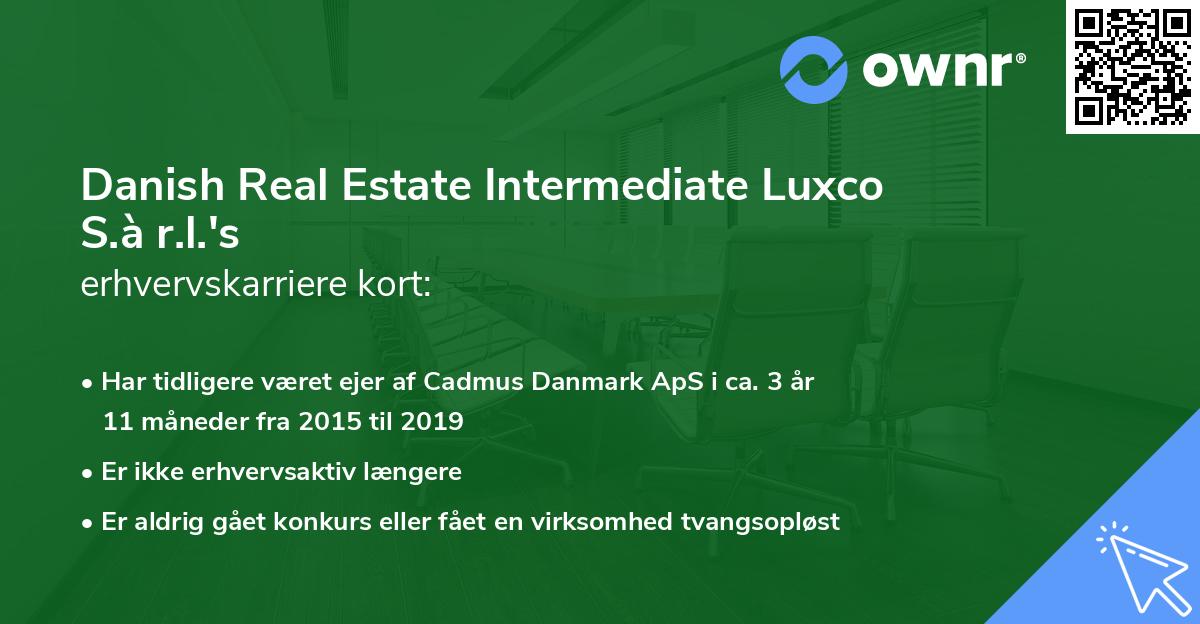 Danish Real Estate Intermediate Luxco S.à r.l.'s erhvervskarriere kort