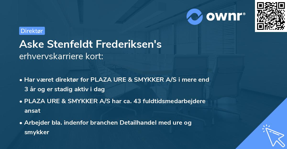 Aske Stenfeldt Frederiksen's erhvervskarriere kort