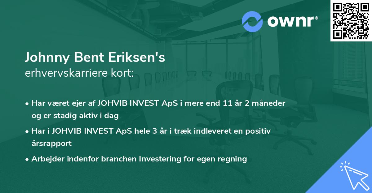 Johnny Bent Eriksen's erhvervskarriere kort