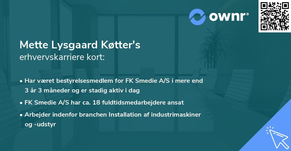 Mette Lysgaard Køtter's erhvervskarriere kort