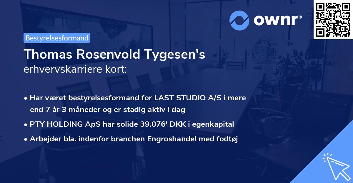 Thomas Rosenvold Tygesen's erhvervskarriere kort