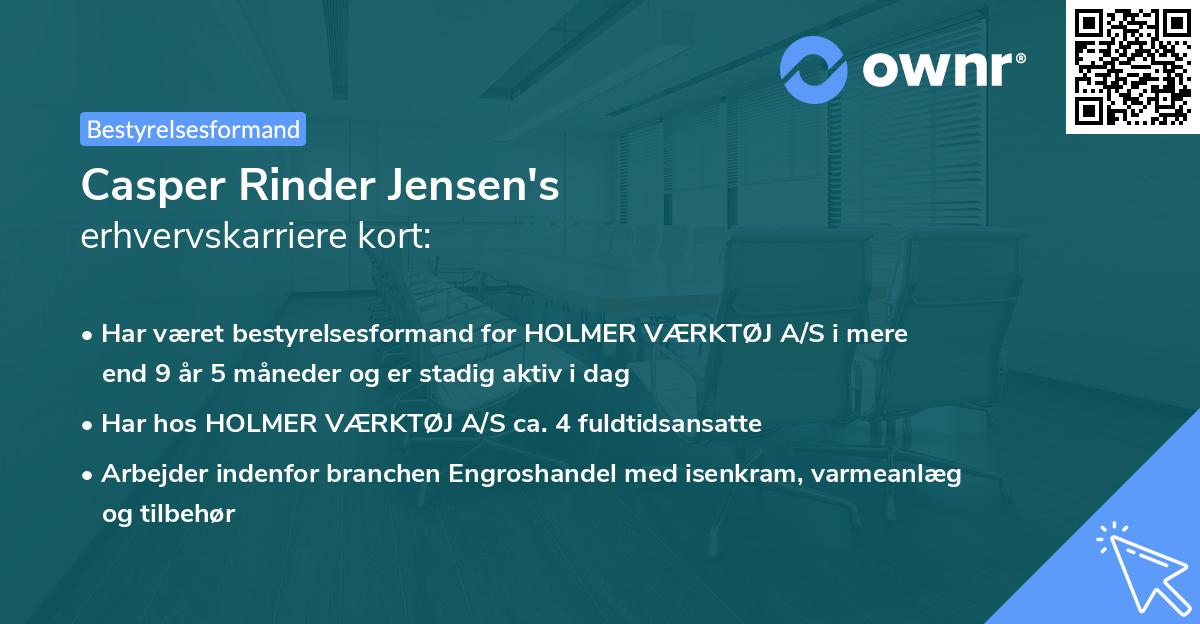 Casper Rinder Jensen's erhvervskarriere kort