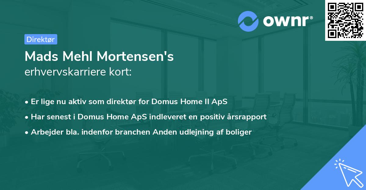 Mads Mehl Mortensen's erhvervskarriere kort