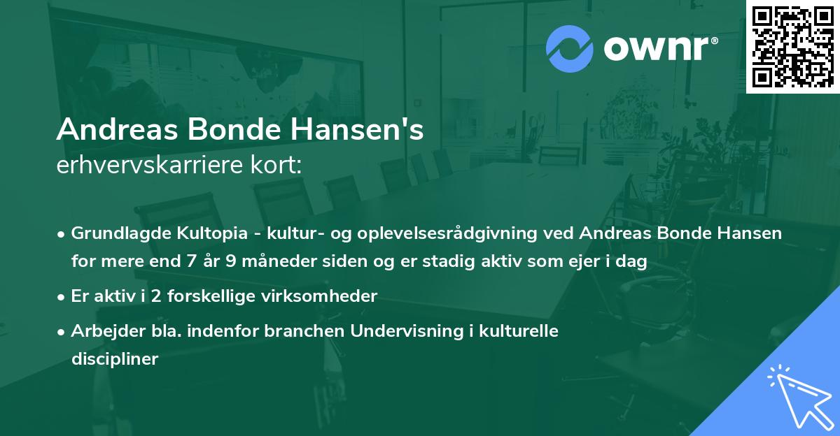 Andreas Bonde Hansen's erhvervskarriere kort