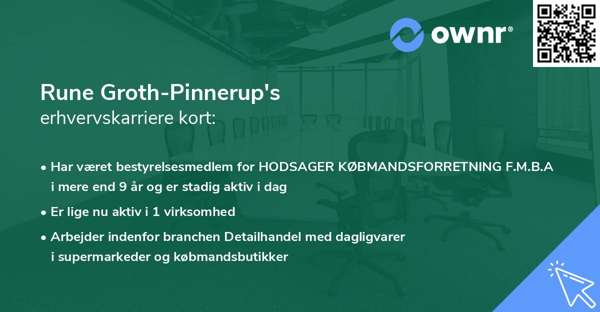 Rune Groth-Pinnerup's erhvervskarriere kort