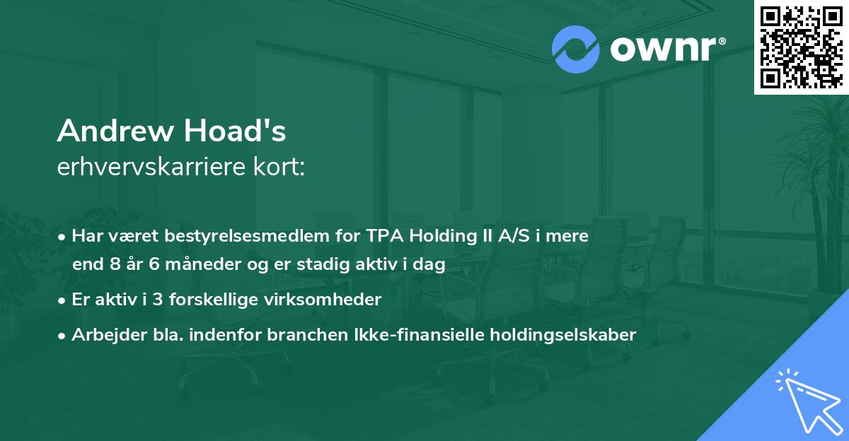 Andrew Hoad's erhvervskarriere kort