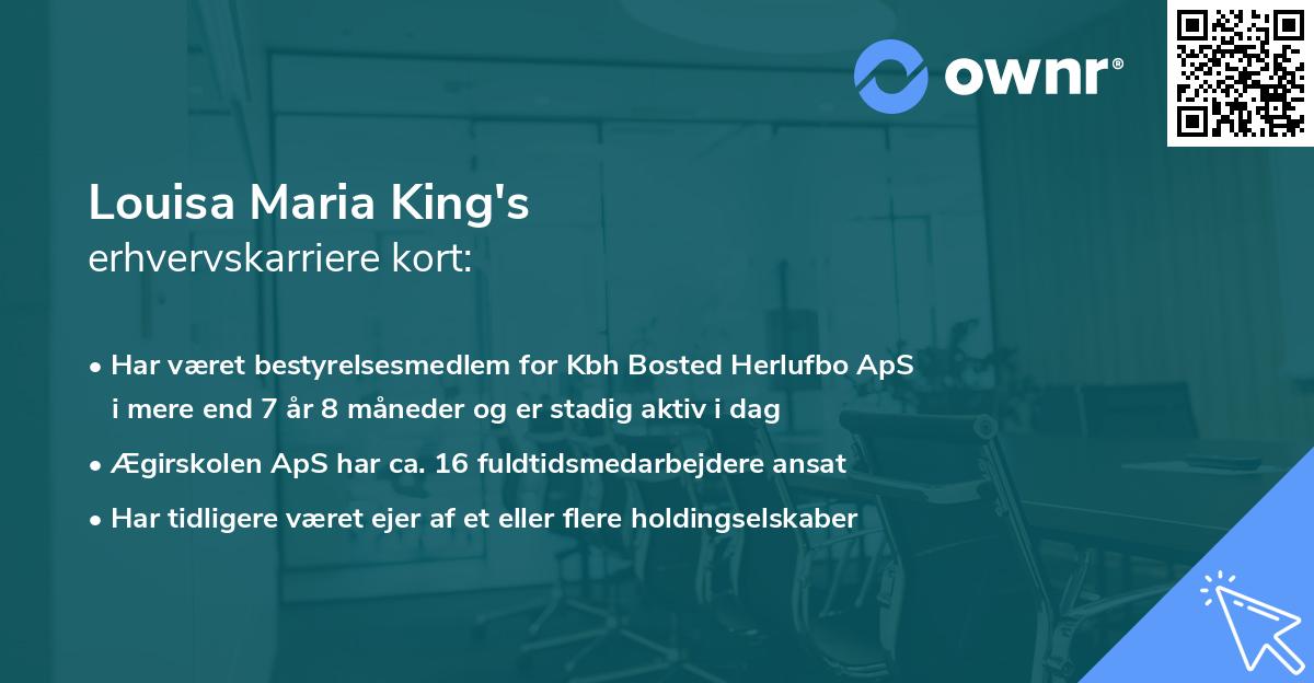 Louisa Maria King's erhvervskarriere kort