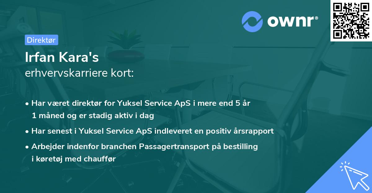 Irfan Kara's erhvervskarriere kort