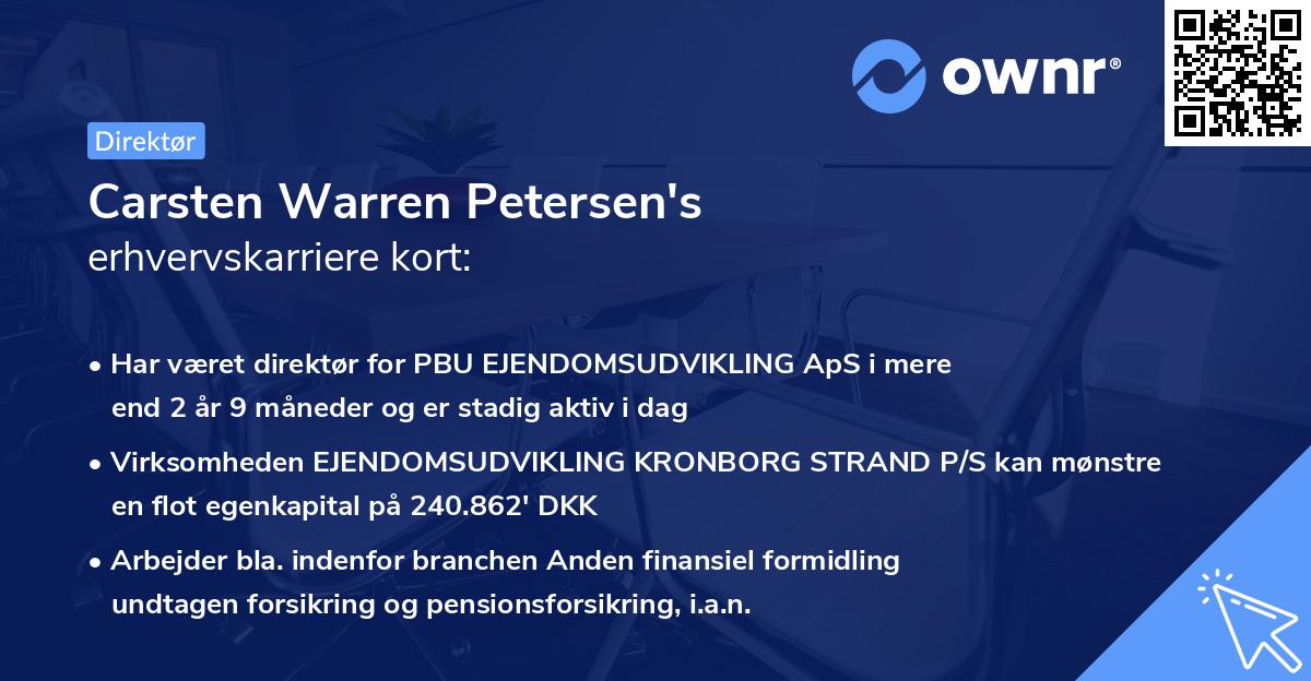 Carsten Warren Petersen's erhvervskarriere kort