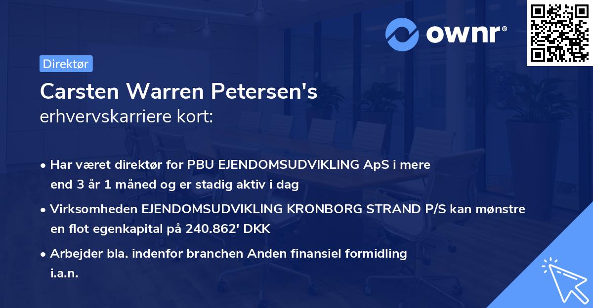 Carsten Warren Petersen's erhvervskarriere kort