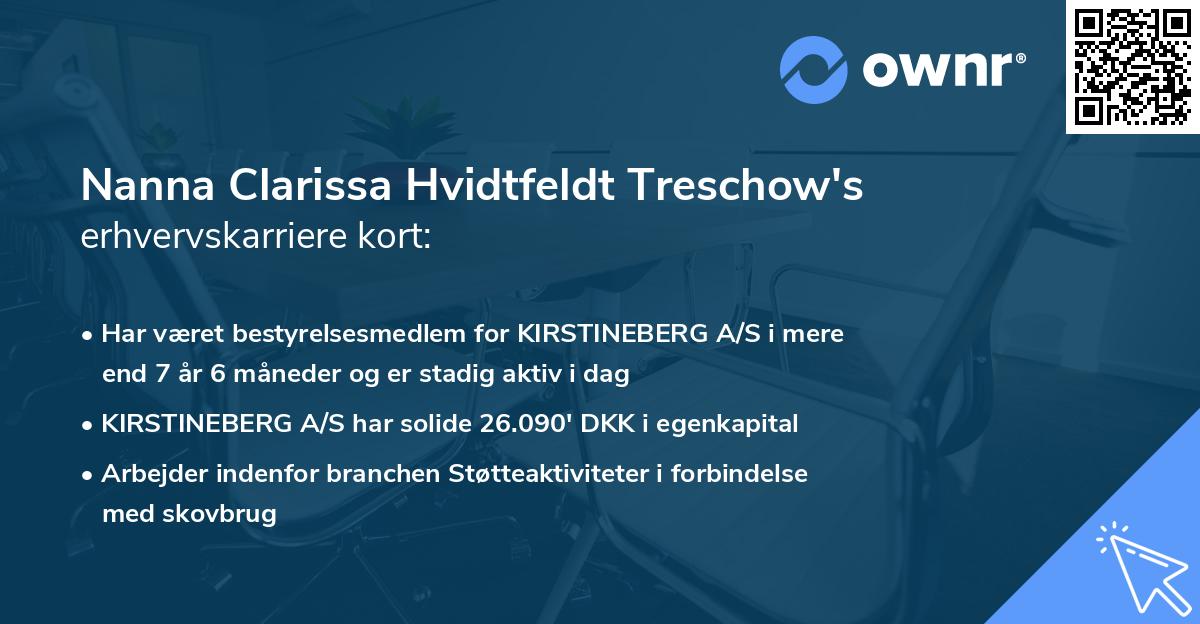 Nanna Clarissa Hvidtfeldt Treschow's erhvervskarriere kort