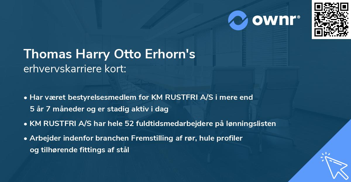 Thomas Harry Otto Erhorn's erhvervskarriere kort