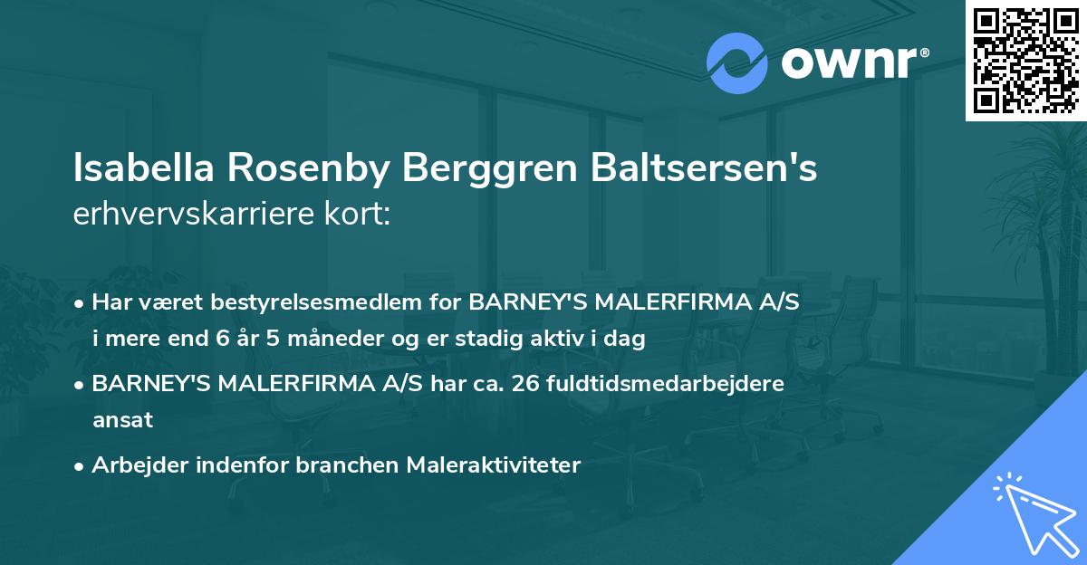 Isabella Rosenby Berggren Baltsersen's erhvervskarriere kort