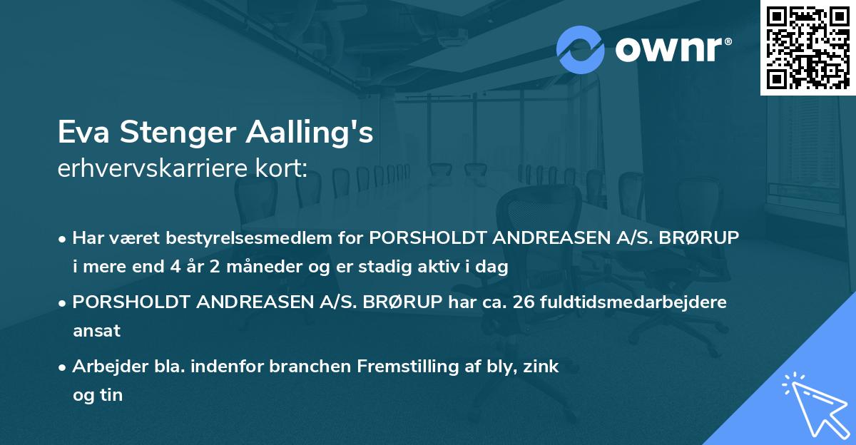 Eva Stenger Aalling's erhvervskarriere kort