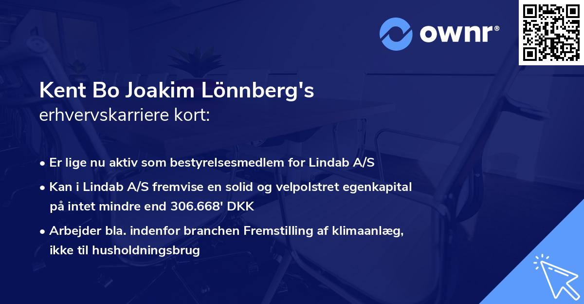 Kent Bo Joakim Lönnberg's erhvervskarriere kort