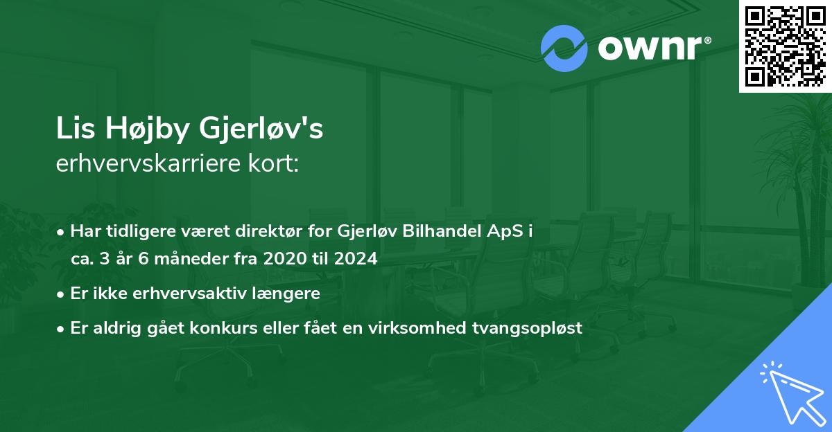 Lis Højby Gjerløv's erhvervskarriere kort
