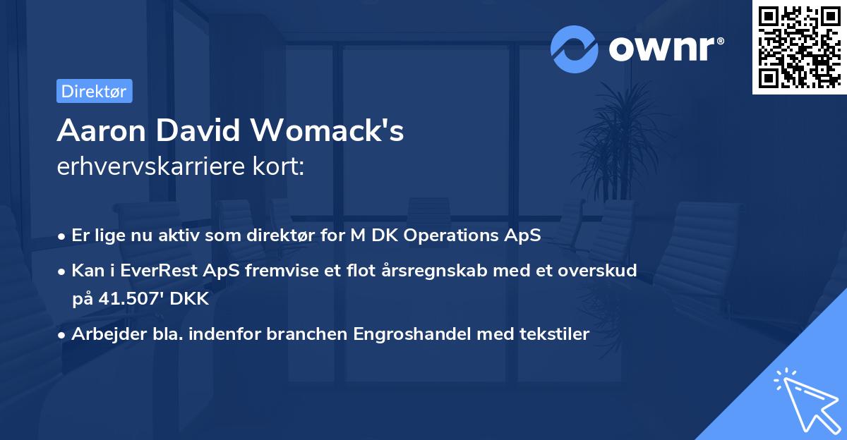 Aaron David Womack's erhvervskarriere kort