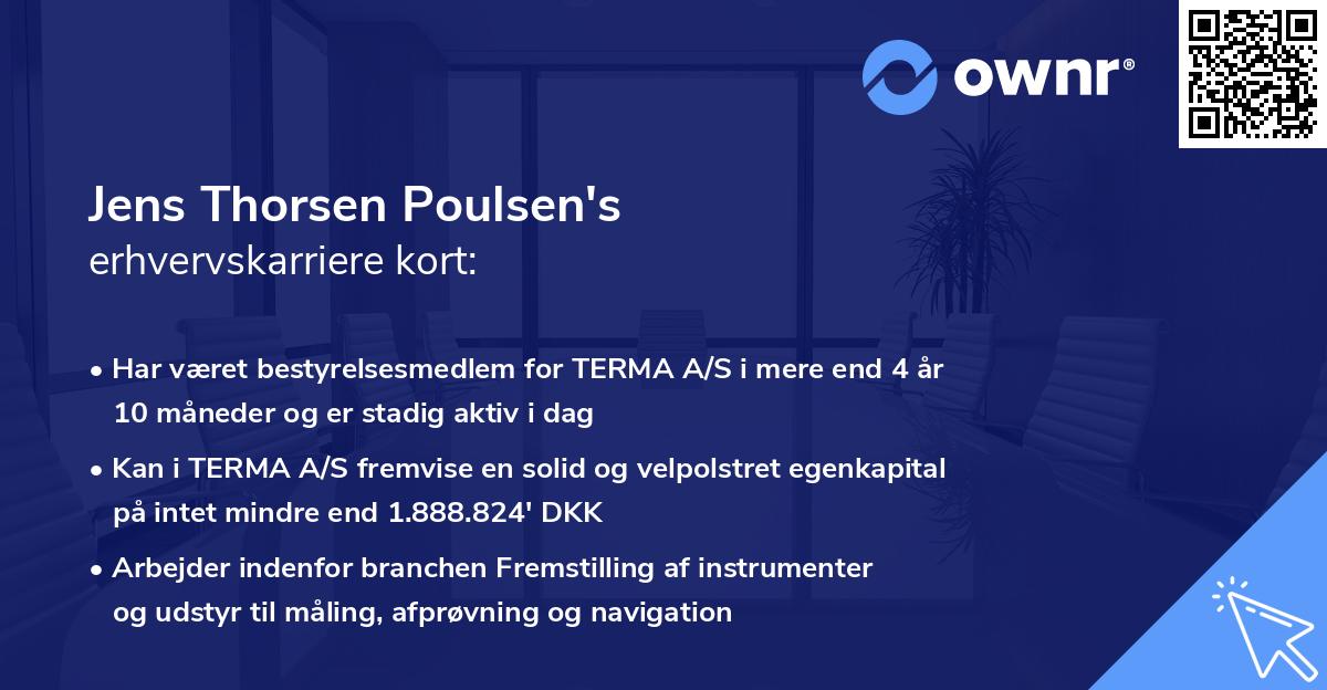 Jens Thorsen Poulsen's erhvervskarriere kort