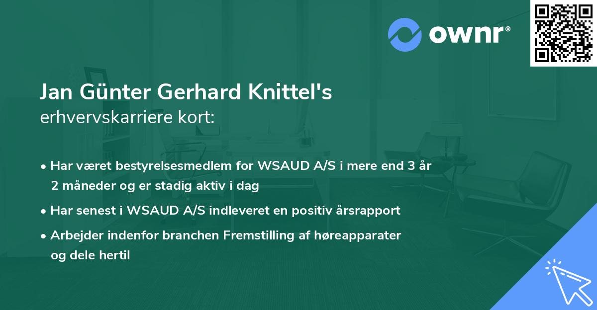 Jan Günter Gerhard Knittel's erhvervskarriere kort