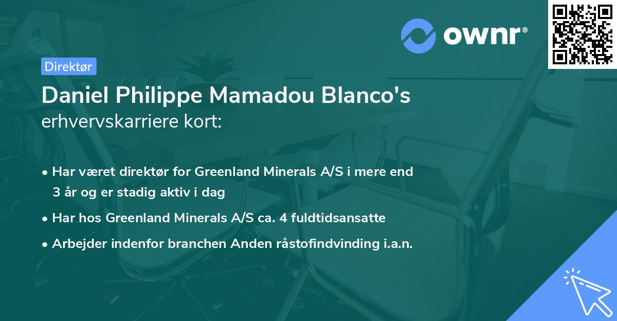 Daniel Philippe Mamadou Blanco's erhvervskarriere kort