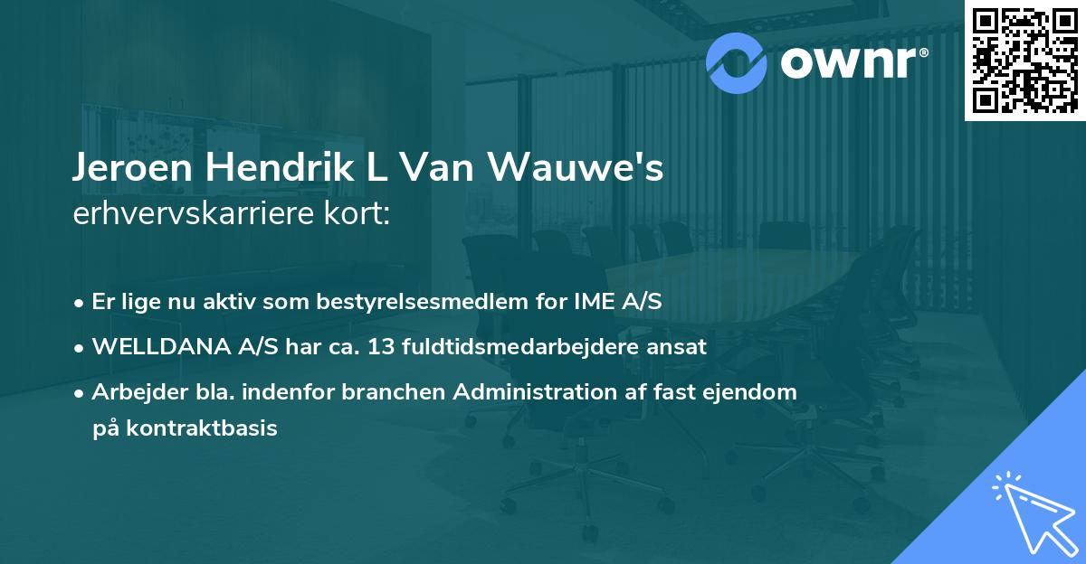 Jeroen Hendrik L Van Wauwe's erhvervskarriere kort